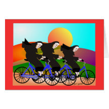 Nuns on Bicycles Art Gifts Greeting Card
