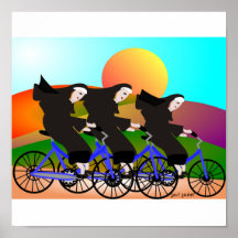 Nuns on Bikes Art Poster