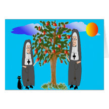 Nuns Stealing Apples Cards & Gifts