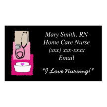 Nurse  Business Cards Black and Pink