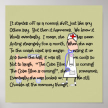 Nurse Story Art Poster "CODE BLUE IS COMING"