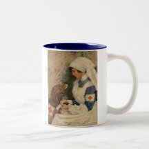 Nurse with Golden Retriever 1917 Mugs