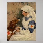 Nurse with Golden Retriever 1917 Posters