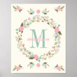 Nursery wall art print Monogram nursery poster