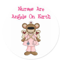 Nurses Are Angels On Earth Round Stickers