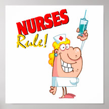 nurses rule cute cartoon nurse print
