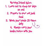 Nursing School Rules--funny student nurse shirt