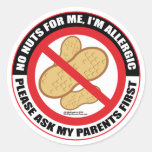 Nut Allergy Round Sticker