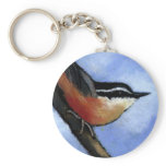 NUTHATCH IN OIL PASTEL: ART: BIRD keychains