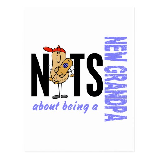 Nuts About Being A New Grandpa 1 Blue Post Cards
