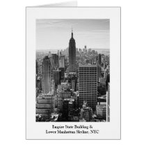 NY City Skyline Empire State Building, WTC BW Greeting Card