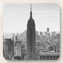 NY City Skyline Empire State Building, WTC BW Beverage Coasters