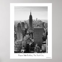 NY City Skyline Empire State Building, WTC BW Posters