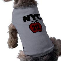 NYC 212 Inside of Big Apple With Outline, 2 Colour Pet T-shirt