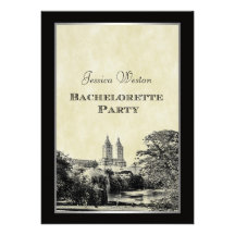 NYC Centrl Pk Lake San Remo Etched Fm Bachelorette Personalized Invitations