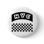 NYC Cutout With Taxi Chequerboard And Banner buttons