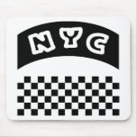 NYC Cutout With Taxi Chequerboard And Banner mousepads