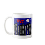 NYC Funky Skyline With Buildings, Moon & Stars mugs
