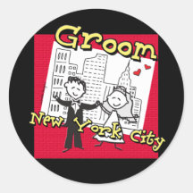 NYC Groom Round Sticker