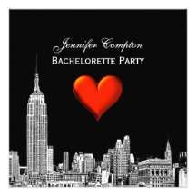 NYC Skyline 01 Etchd DIY BG Color SQ Bachelorette Custom Invitations