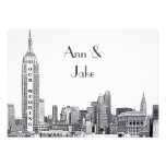 NYC Skyline 01 Etched Wedding Invite