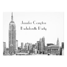 NYC Skyline 01 Etched Wht Bachelorette Party Personalized Announcement