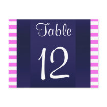 NYC Skyline B2 Pink White Stripe Table Number Card