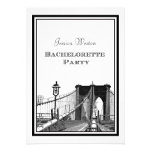 NYC Skyline Brooklyn Bridge #2 DIY Bachelorette Personalised Invitations