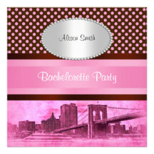 NYC Skyline Brooklyn Bridge Boat 3 Bachelorette Personalised Invite