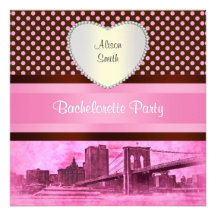 NYC Skyline Brooklyn Bridge Boat 3H Bachelorette Personalized Announcement