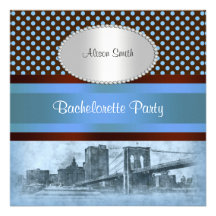 NYC Skyline Brooklyn Bridge Boat 4 Bachelorette Custom Announcement