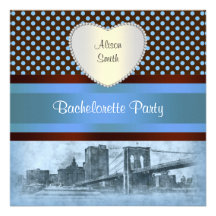 NYC Skyline Brooklyn Bridge Boat 4P Bachelorette Custom Invite