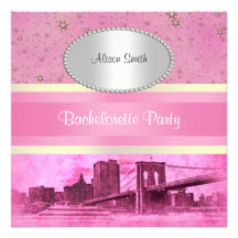 NYC Skyline Brooklyn Bridge Boat 5P Bachelorette Custom Invite