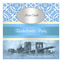 NYC Skyline Brooklyn Bridge Boat 6 Bachelorette Invitation