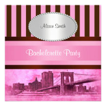 NYC Skyline Brooklyn Bridge Boat 7P Bachelorette Personalized Announcement