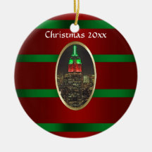 NYC Skyline: Empire State Building Night Xmas #6R Ornaments