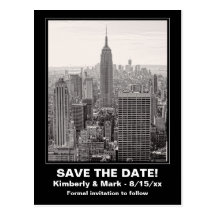 NYC Skyline ESB BW 1 Save the Date Postcard