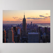 NYC Skyline just before sunset Poster