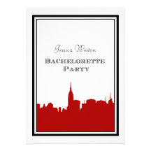 NYC Skyline Red Silhouette #2 DIY Bachelorette Invitation