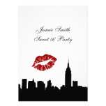 NYC Skyline Silhouette, Kiss ESB #1 BW Sweet 16 V Personalized Announcement