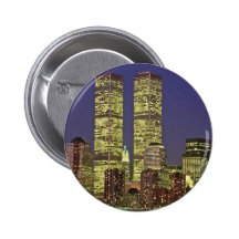 NYC Skyline With World Trade Centre At Night Pinback Button