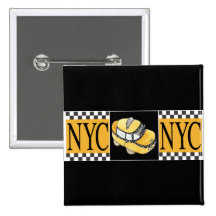 NYC Taxi Cab Pinback Buttons