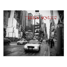 NYC Times Square Taxi Postcard in Black and White