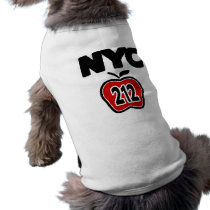 NYC With Big Apple & 212 Area Code Cutout Doggie Tee Shirt