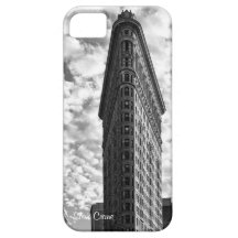 NYC's Flatiron Building, Cotton Ball Clouds BW iPhone 5 Covers