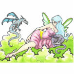 Nymph + Dragons anime fantasy Art sculpture Acrylic Cut Outs