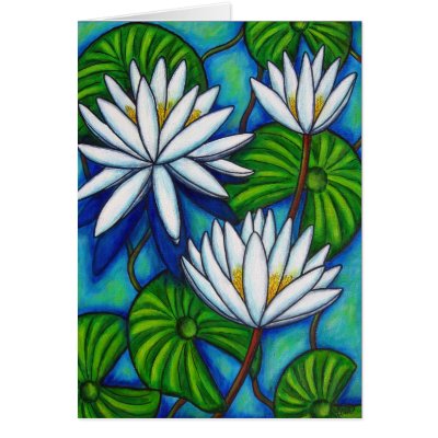 Nymphaea Blue Greeting/Note Card by LisaLorenzPaintings