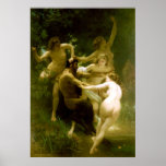 Nymphs and Satyr by William Adolphe Bouguereau Poster