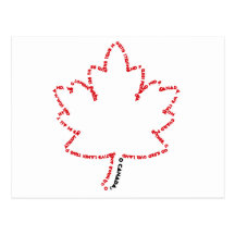 O Canada National Anthem in a Maple Leaf Postcard