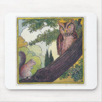 O is the old owl that sits in a tree mouse mats